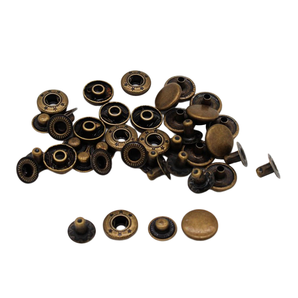 10pcs Copper Snap Buttons Replacement Jeans Popper Press Studs Button Supplies