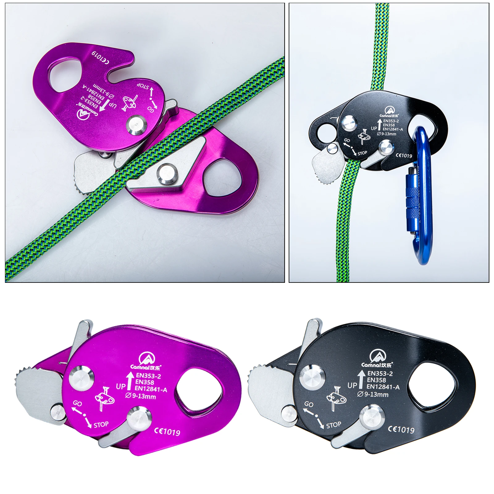 22KN Safety Arborist Rope Grab Rock Tree Climbing Stop Descender Pulley Device Climbing Fall Arrester Device Ladder Equipment