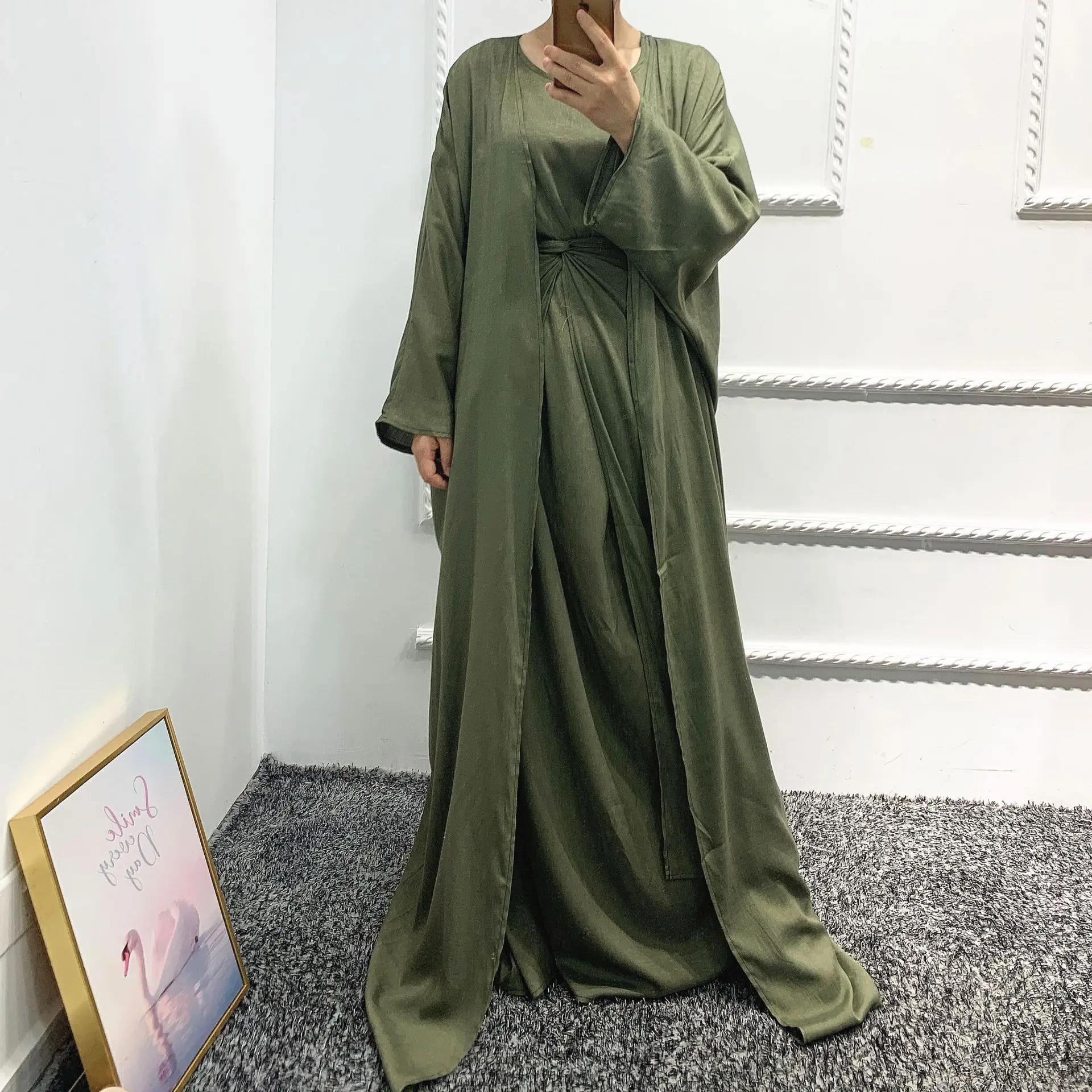 Cor sólida abayas para mulher dubai abaya
