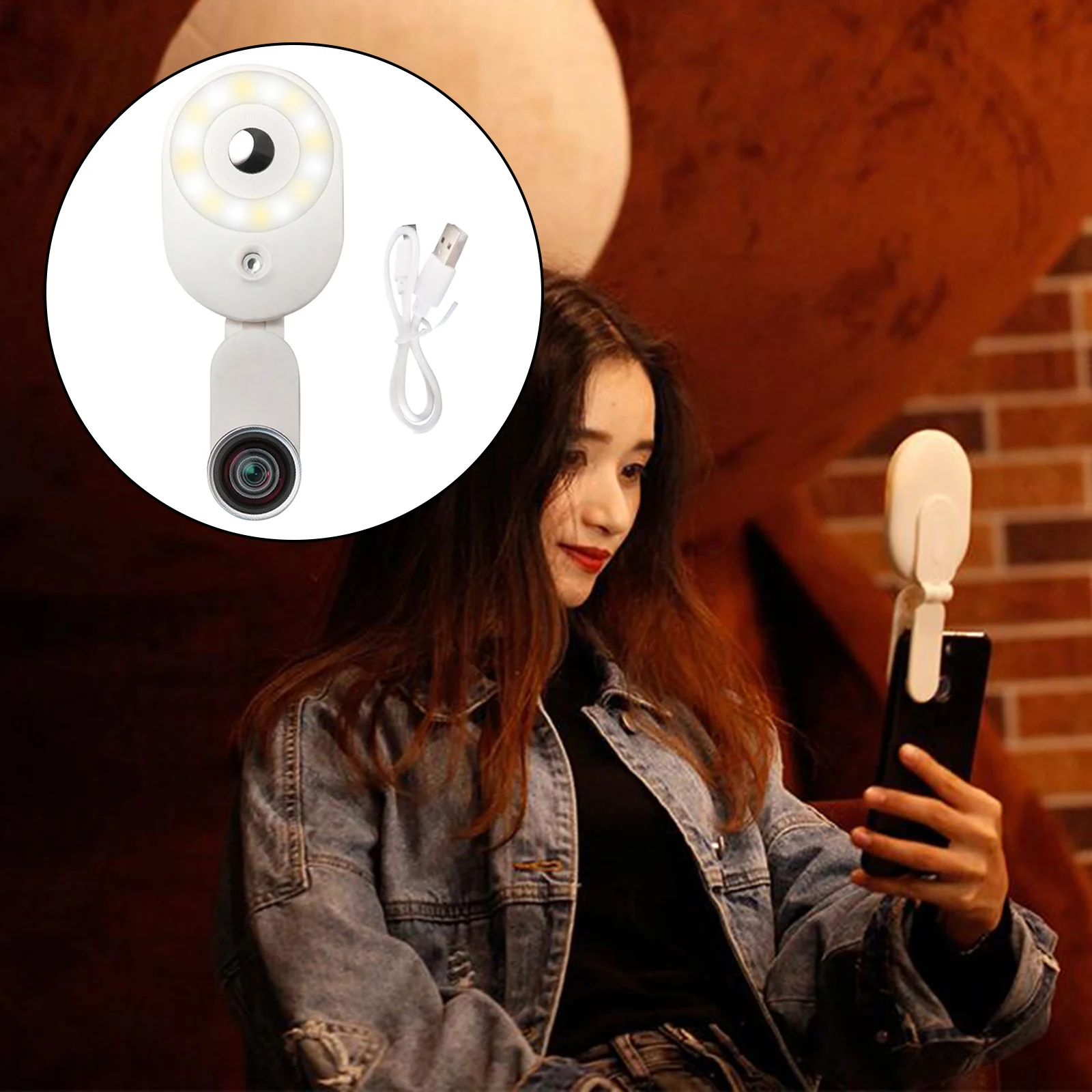 Portable Beauty Led Fill Selfie Light For Phone Wide Angle Lens Rechargeable Clip On Lens For Phone Wide Angle Lens Sprayer
