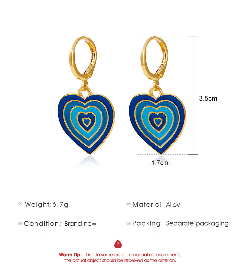 2021 Fashion Multi-layer Love Heart Dangle Earrings For Women New Y2K Simple Design Colourful Enamel Earring Trend Party Jewelry