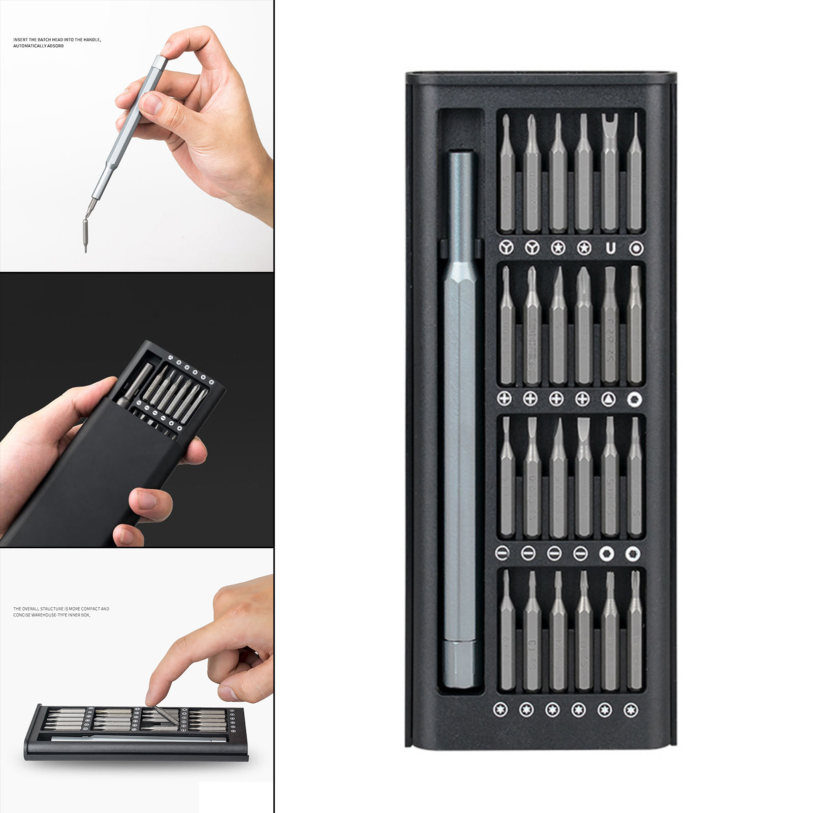 Pocket Screwdriver Kit Hand Tool 25 in 1 with Case Magnetic Driver Bit for Home Cameras Smartphone Glasses Watch