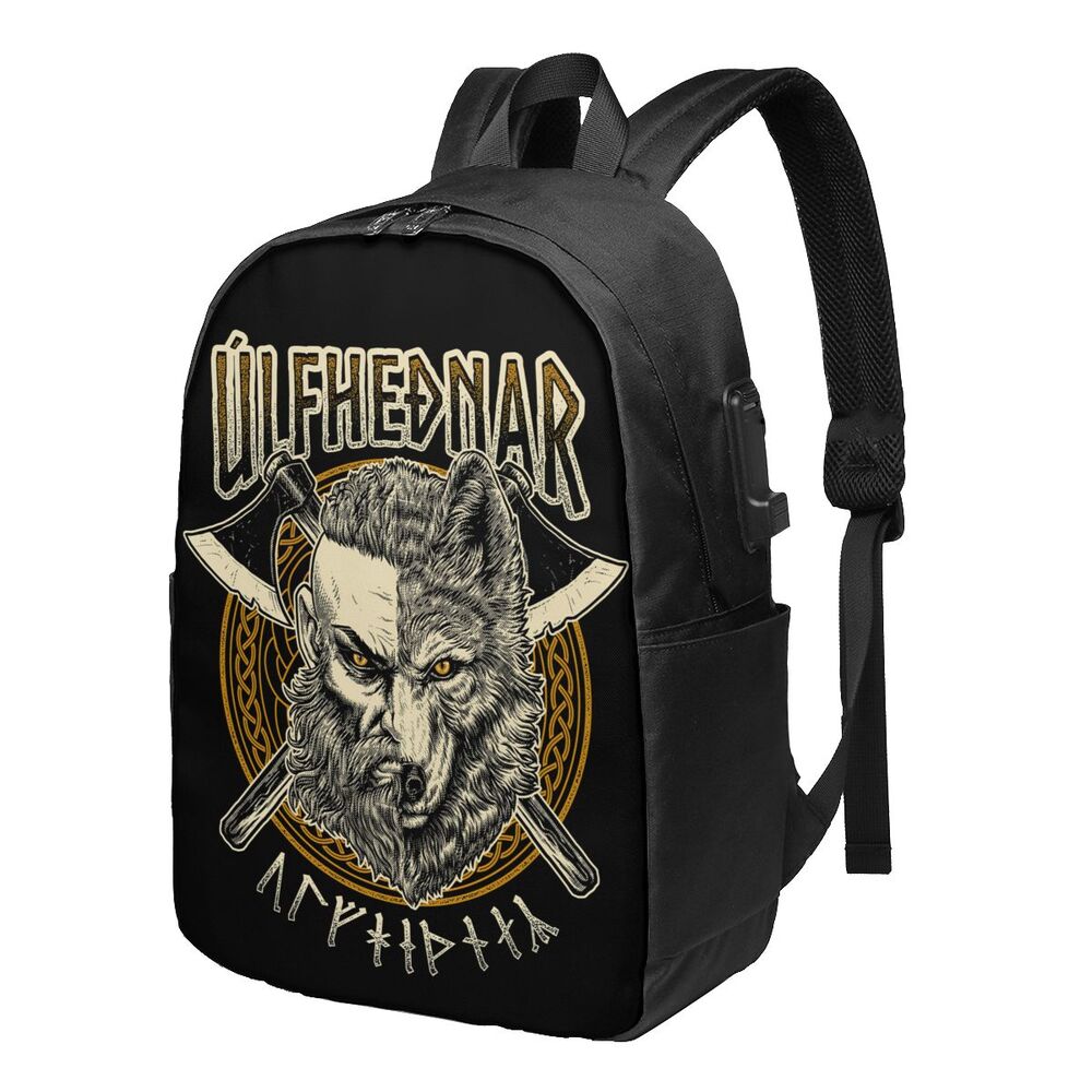 Viking Ulfhednar Raven Ragnar Skull USB Port Backpacks