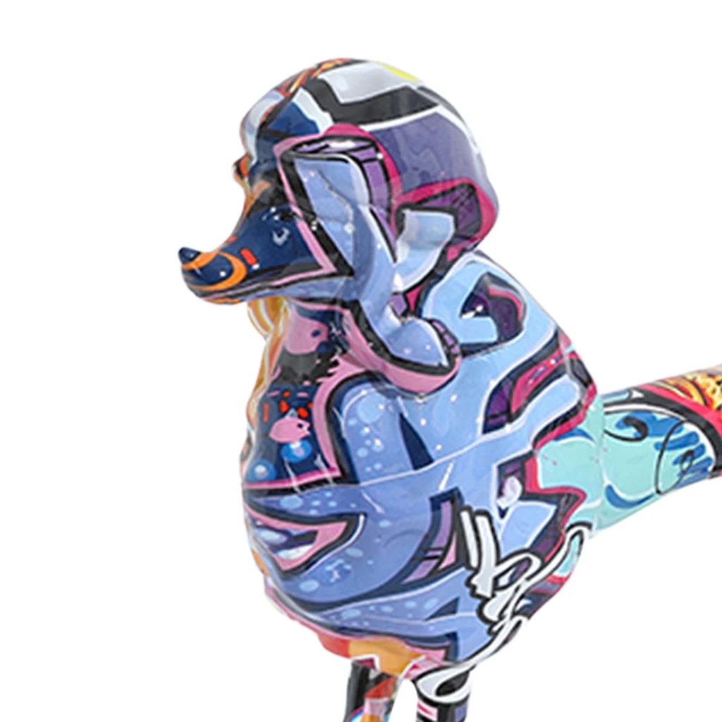 Colourful Resin Graffiti Dog Sculpture Poodle Ornament Adult Gift Home Decor