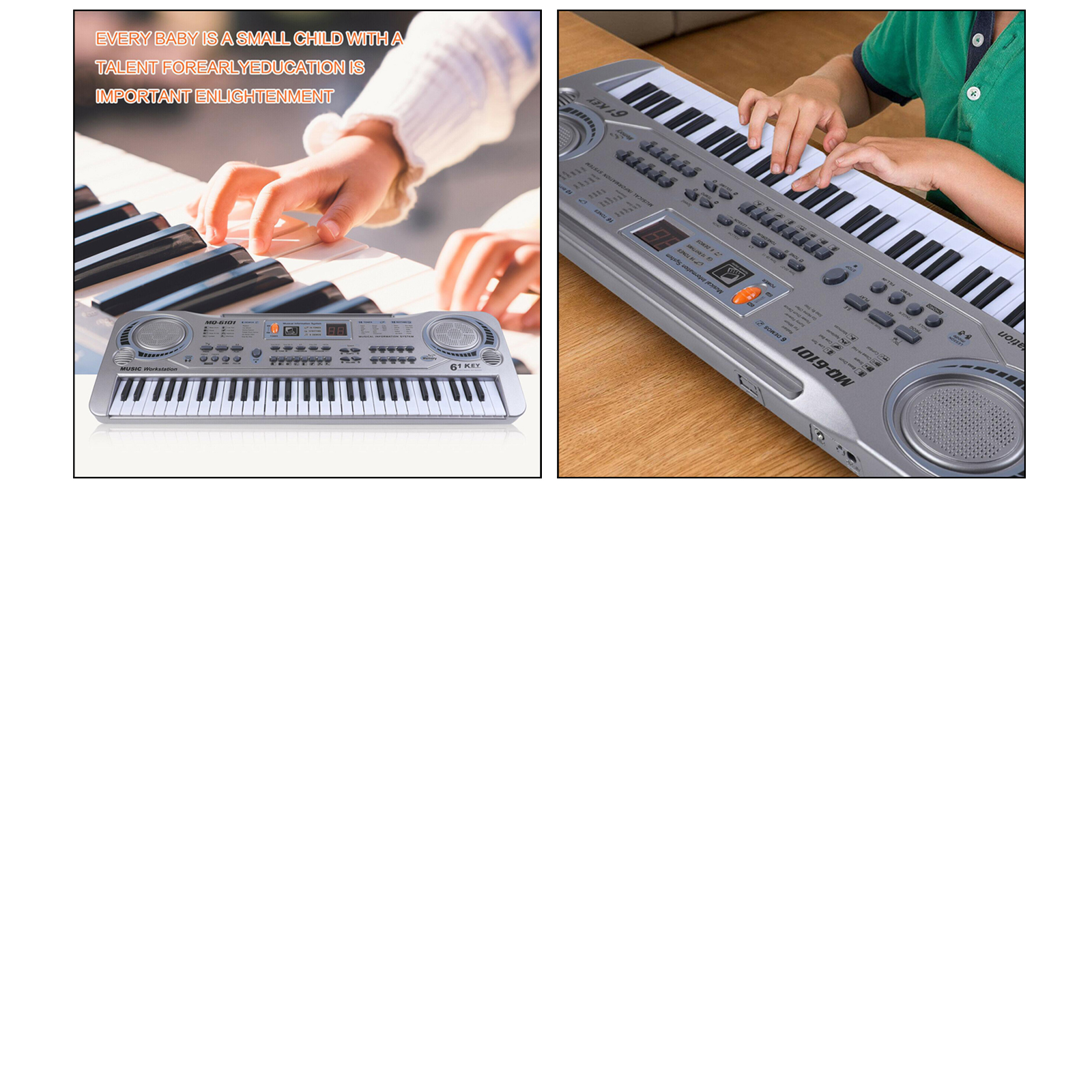 61 Keys Electronic Piano Keyboard Digital Music Instrument with Microphone, 16 Kinds of Timbre, 6 Demos