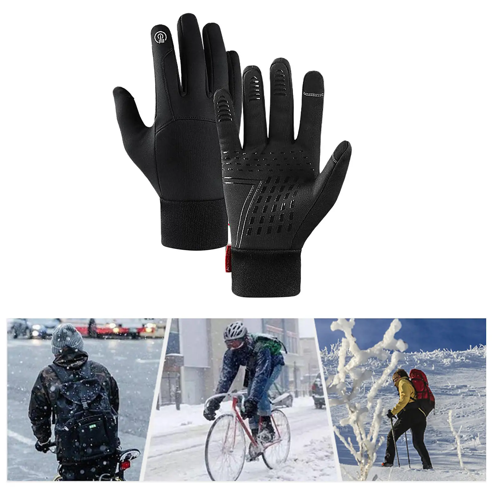 Winter Warm Gloves Waterproof Anti-slip Thermal Fleece Touch Screen Glove