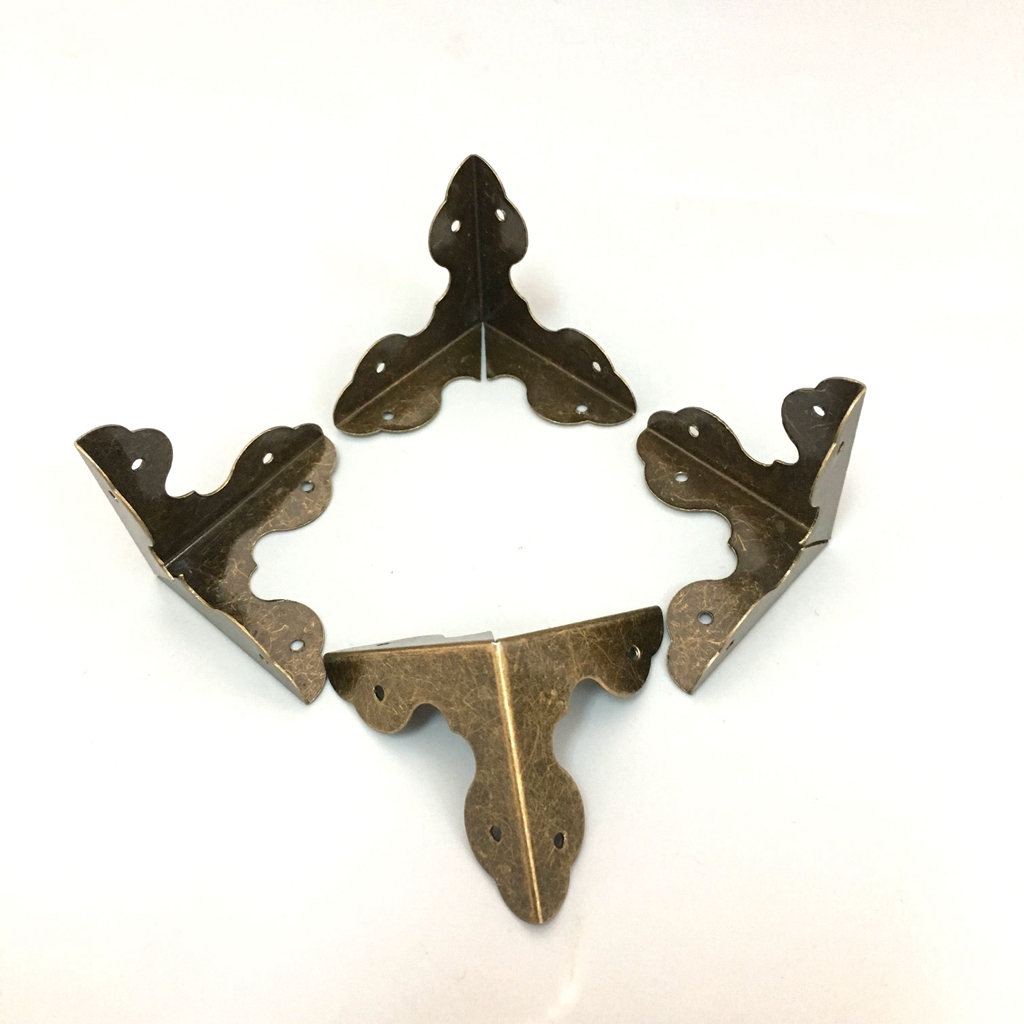 4pcs Durable Retro Bronze Metal Corner Protector f/ Box Chest Replacing Part