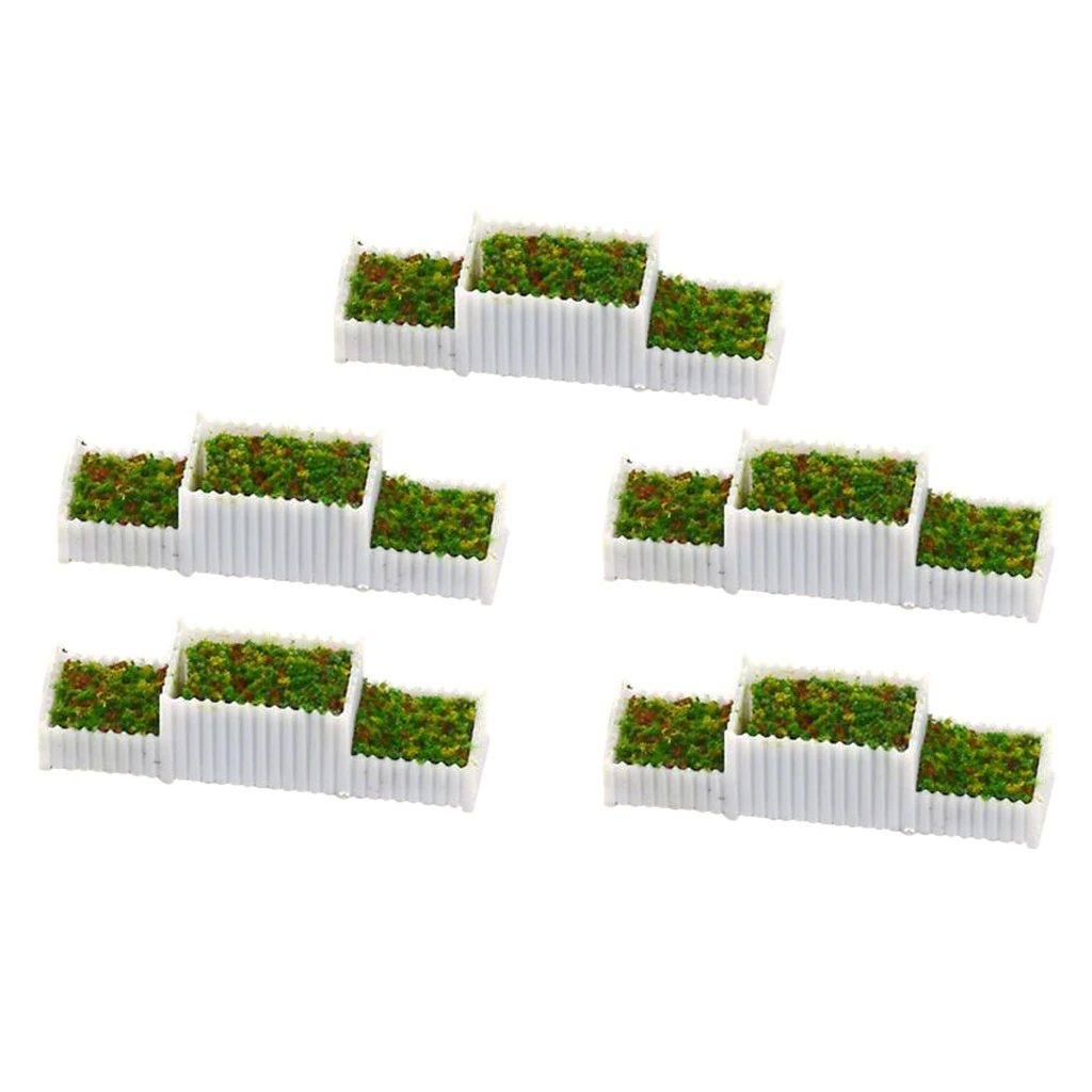 5x HO Scale 1:100 E Shape Flower Beds Plant for Railway Diorama Accessories