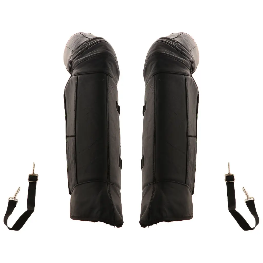 Black Leather Warm Knee Pad Leg Warmer Protector Motorcycle Knee Protector