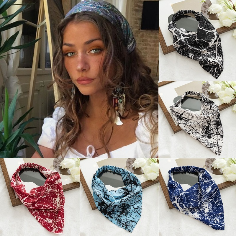 Bohemia Damen-Bandana, Vintage-Stil, bedruckt, dreieckiges Kopftuch, Turban, elastisches Haarband, Schal, Paisley-Bandanas, Kopfbedeckung, Zubehör – Detail 8