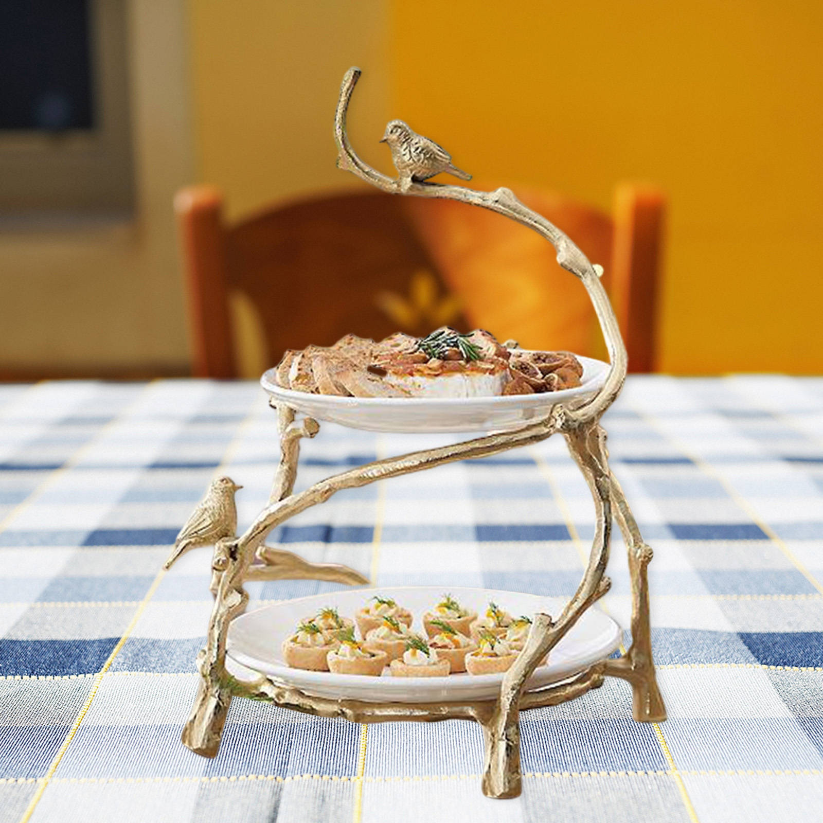 Two-Tiered Snack Tray Key Bracelet & Ring Storage Macaron Kitchen Accessories Sweets Dessert Plates Holder for Birthdays Wedding