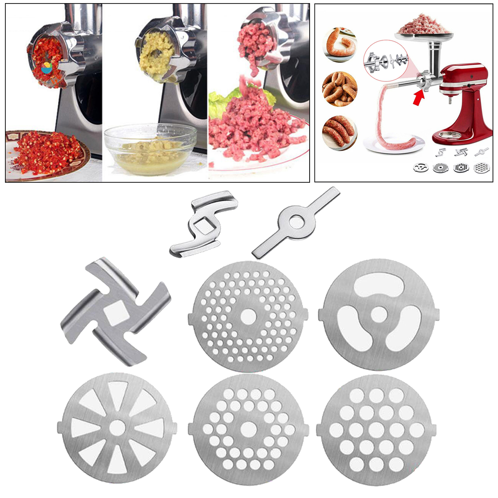 8pcs/3pcs Grinder Blade Sausage Stuffer Tubes Replacement Machinery Parts