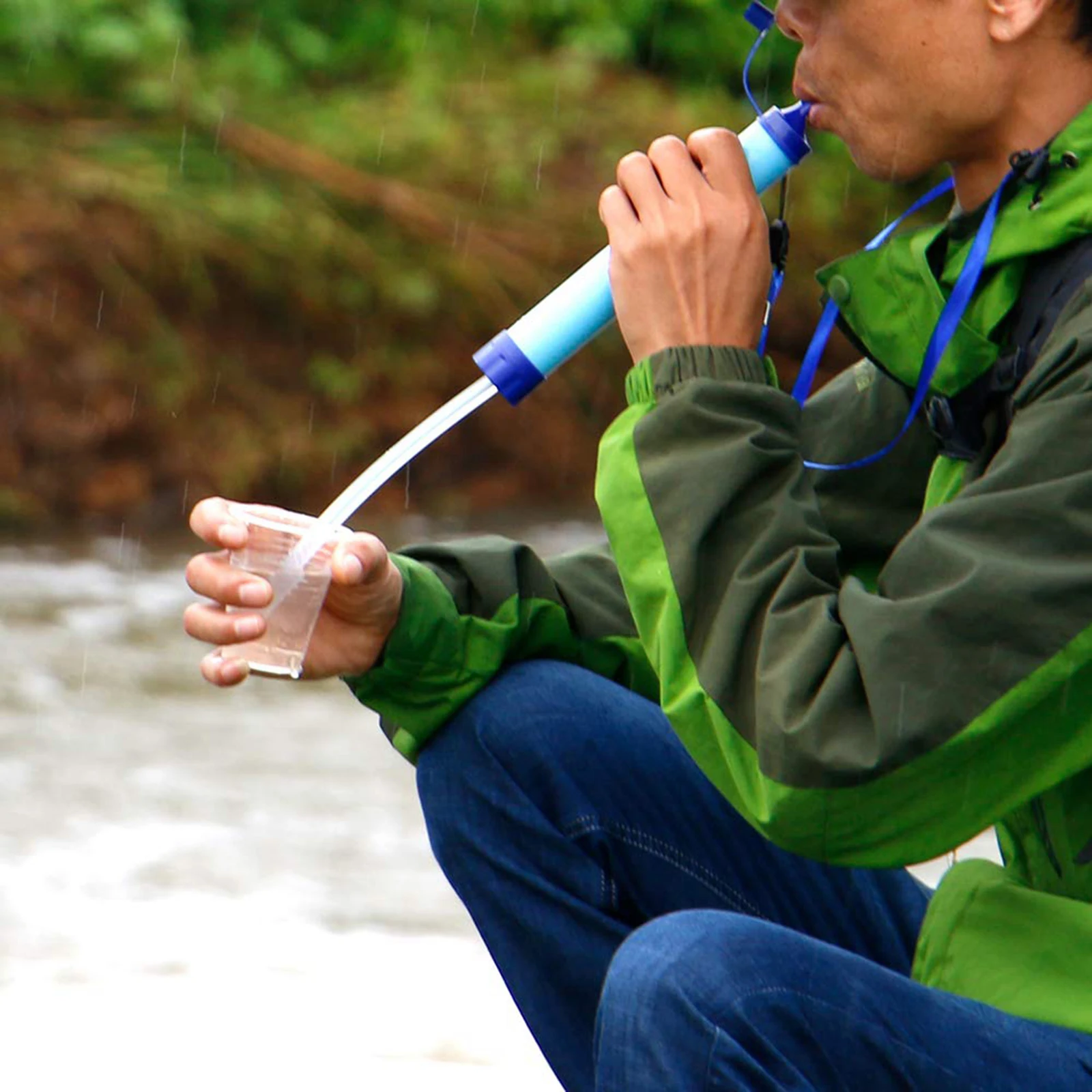 Survival Straw Personal Water Filter Purifier Emergency Filtration in