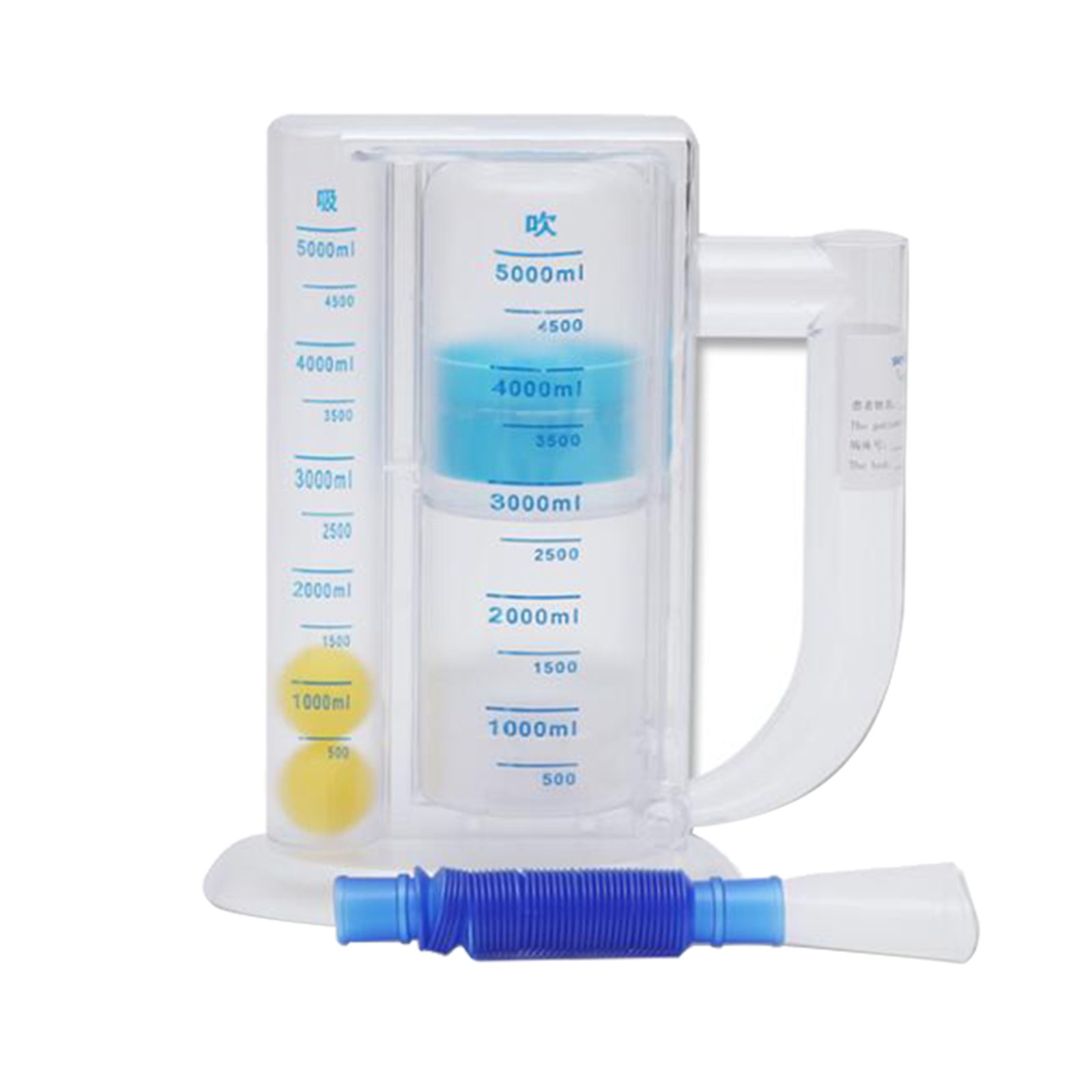 5000ml 3-Ball Capacity Lung Deep Breathing Trainer Exerciser with Handle