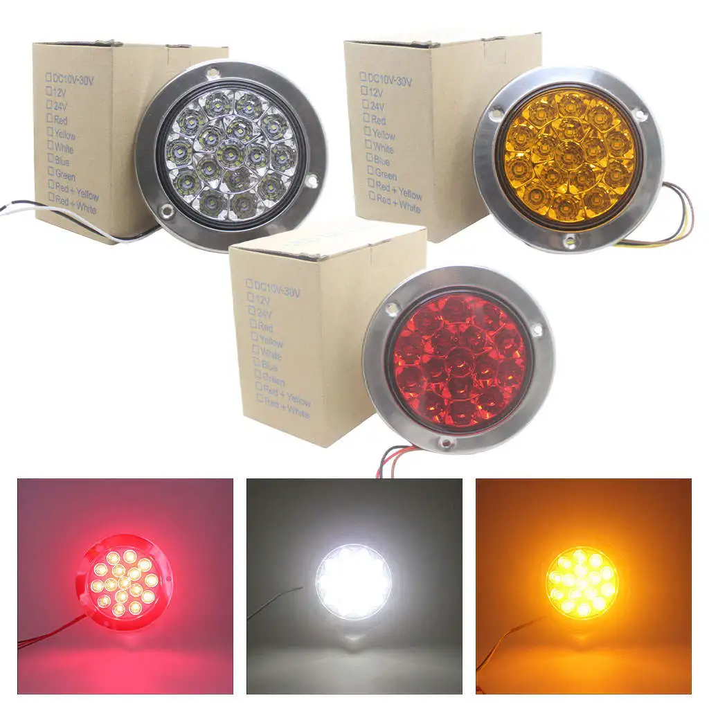 Round Rear LED Tail Lights 16-Led for Car Trailer IP67 Waterproof