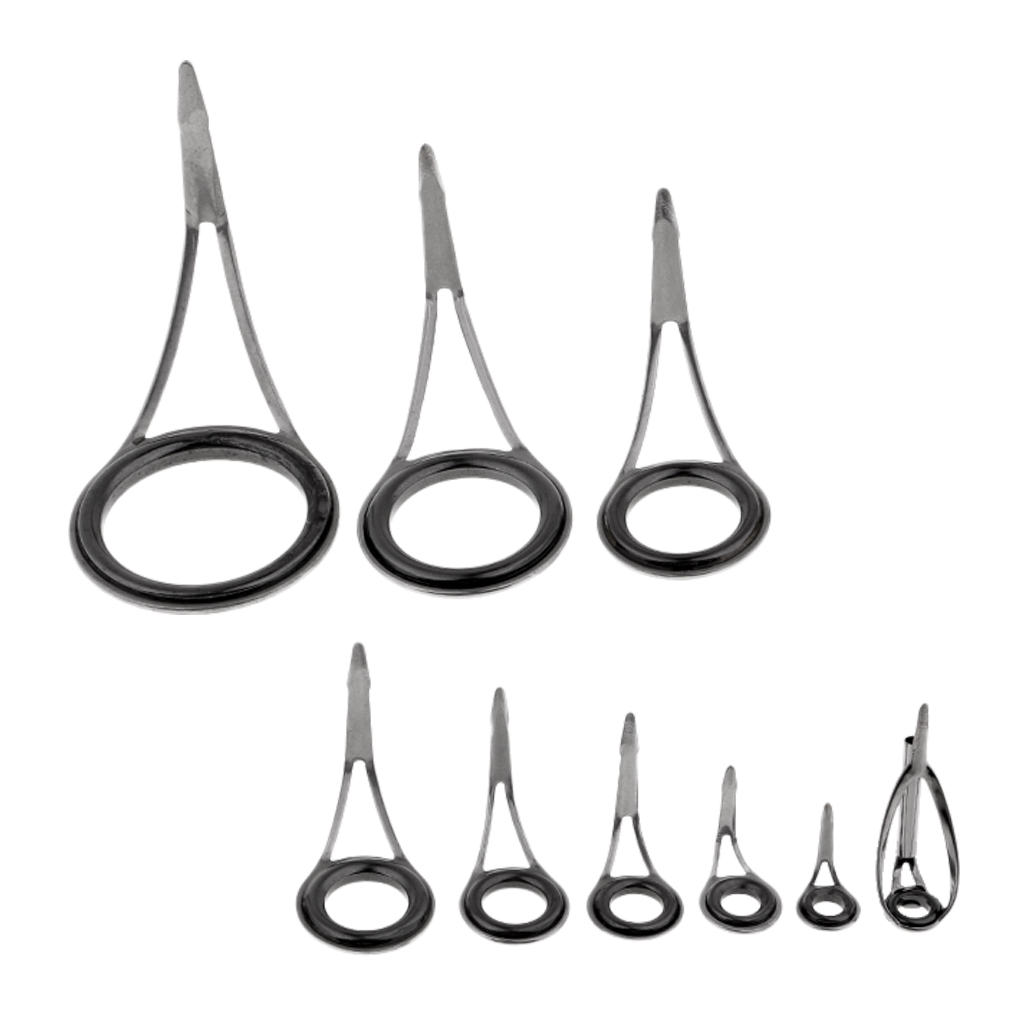9Pcs Mixed Size Stainless Steel Fishing Rod Eyes Ceramic Ring Spinning Rod Guides Line Rings Fishing Rod Repair Kit Accessories