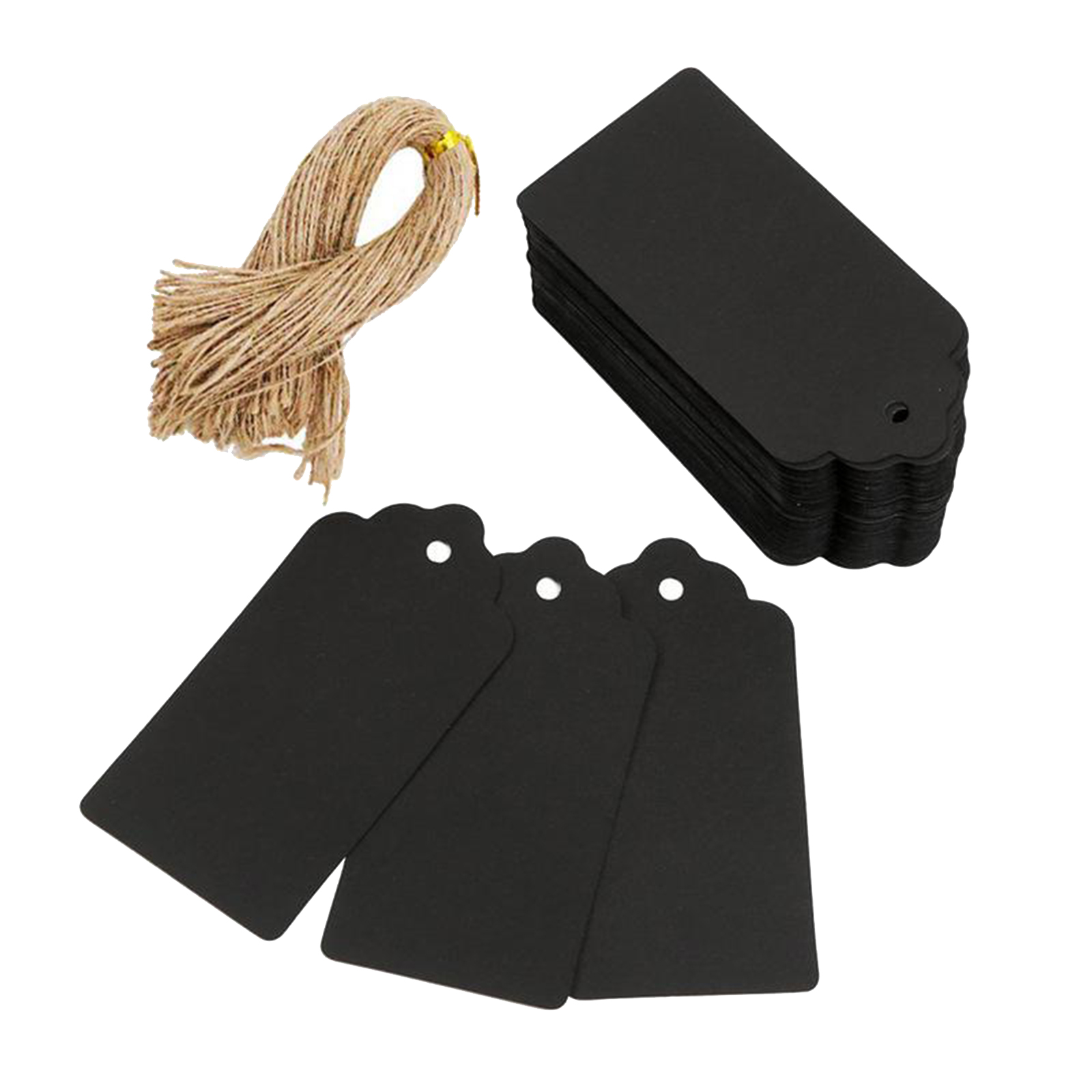 100 Set Blank Kraft Paper Tags Cards Gifts Labels with Holes and Strings for Wedding Birthday Valentines Gifts Decorations