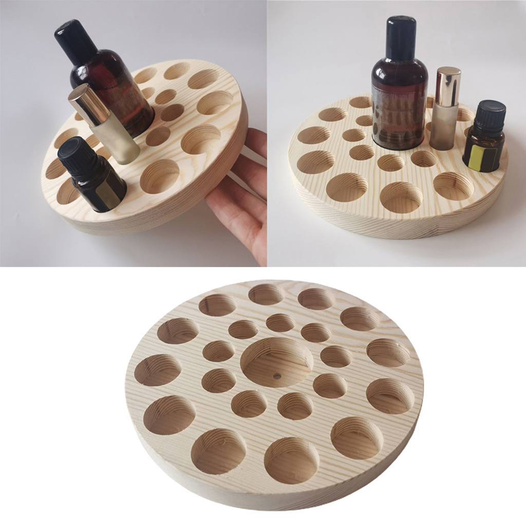 Essential Oil Storage Organizer Wooden Display Tray Rack Stand Holder,22Slot