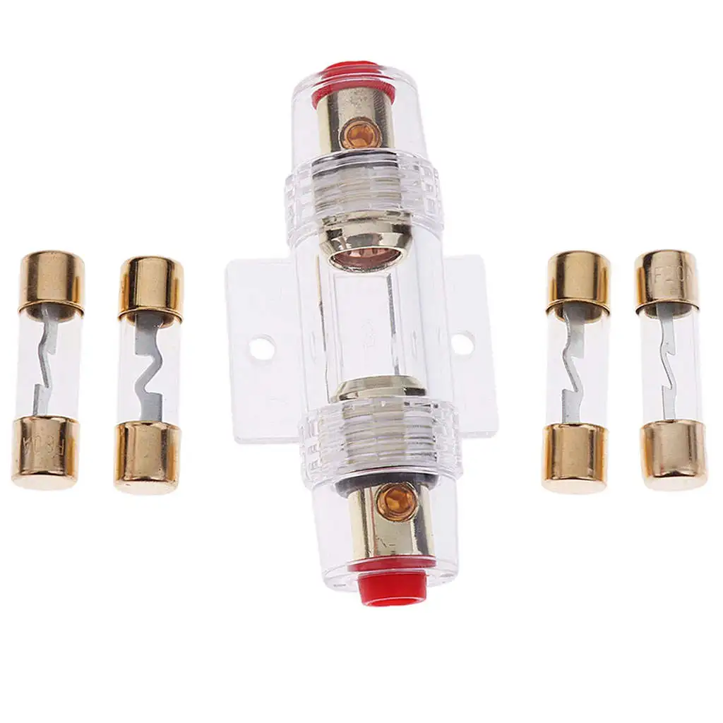 Agu Fuse Holder with 4 Amp Fuse Gold Plated Glass Tube Waterproof Fuseholder for Automotive Car 4 8 Gauge Wire Compressors