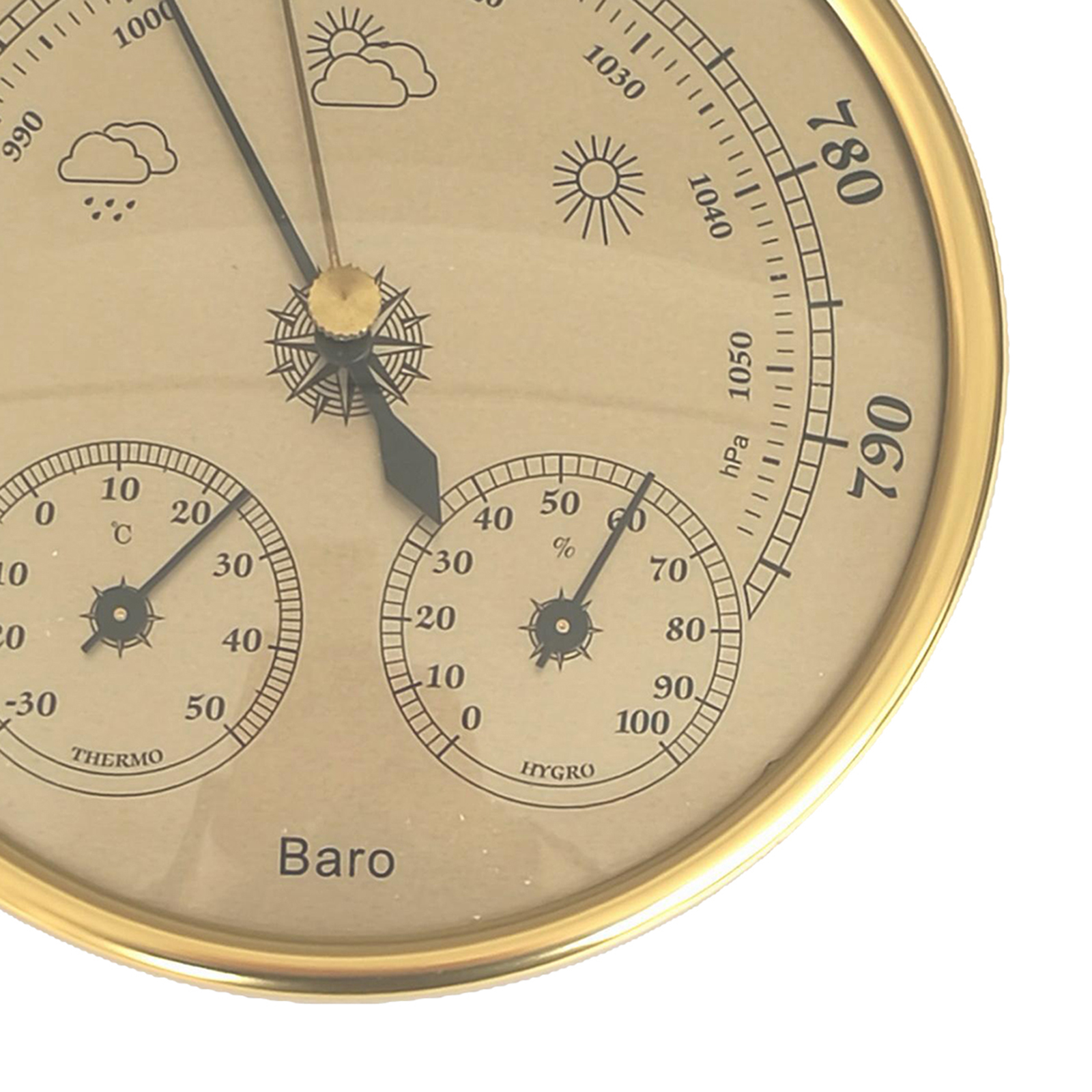 2Pcs 3 in 1 Weather Station for Indoor and Outdoor use, Diameter 13 cm, Barometer Thermometer Hygrometer