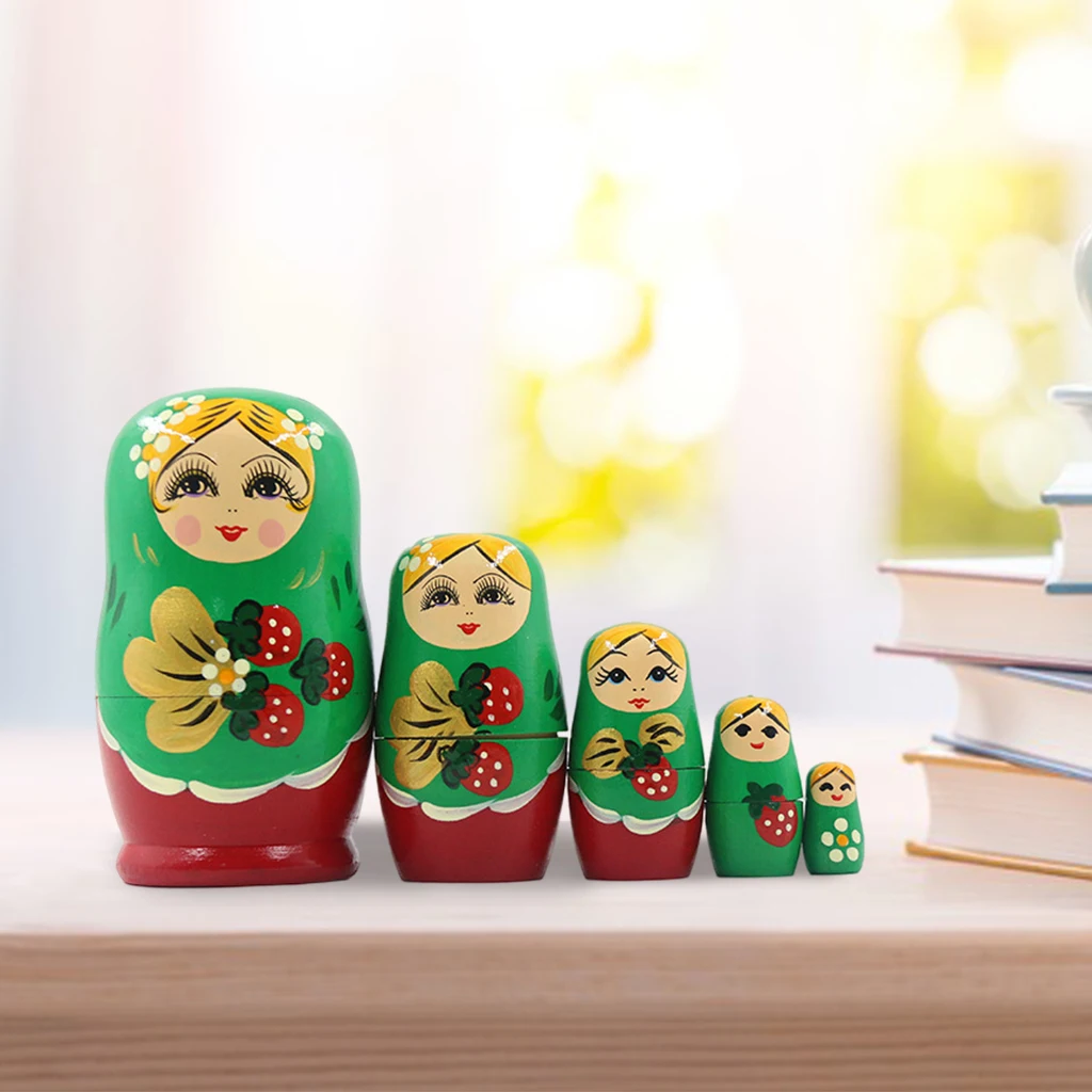 Pack of 5 Hand Painted Russian Nesting Dolls Matryoshka Nested Toy Gift Christmas Mother`s Day Home Decor Halloween