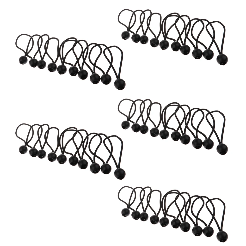 MagiDeal 50pcs White/ Black 16cm Heavy Duty Ball Bungee Cord Tie down Cord Canopy Straps Tarp Flag Pole Bungee Ties