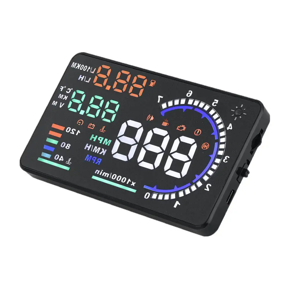 5.5` Multi-color Screen A8 Car HUD Head up Display OBD II Speed Warning