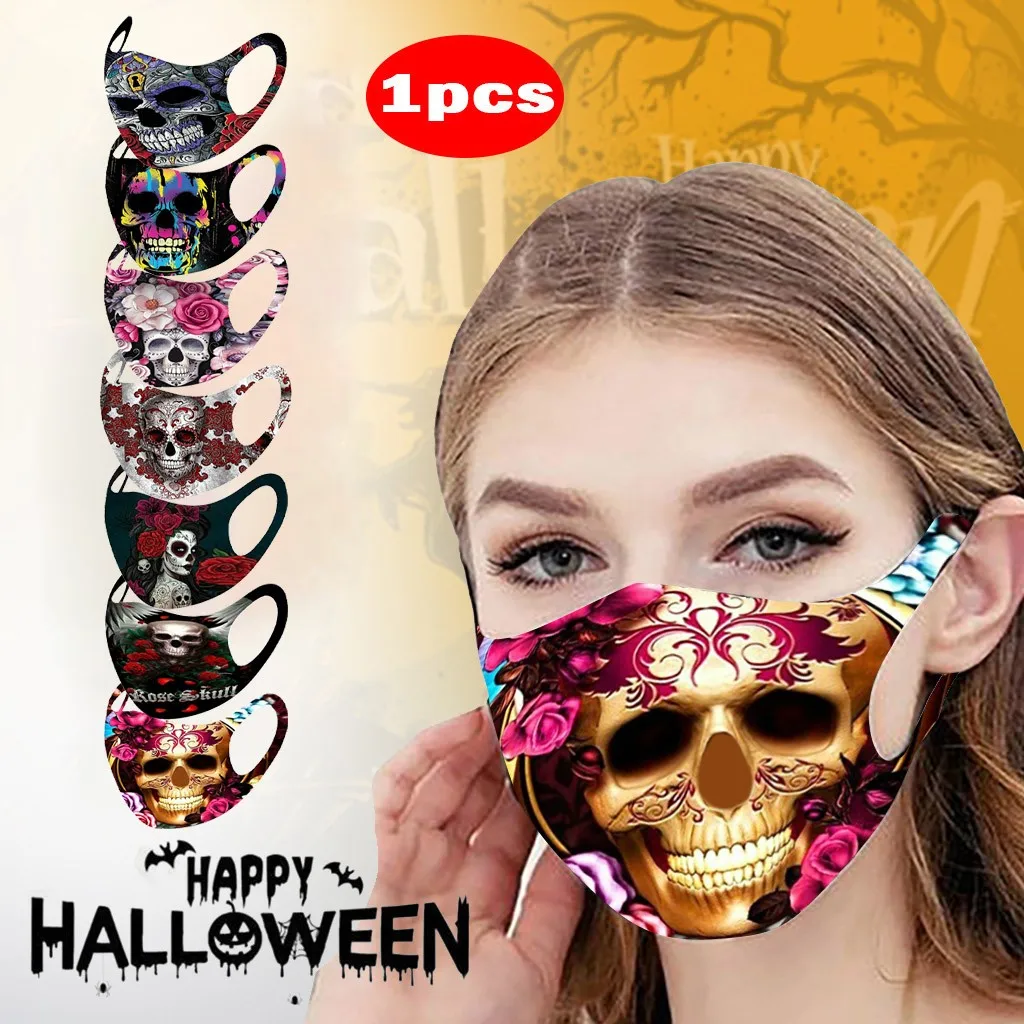 christmas costumes Cosplay Halloween Mask Reusable Adult Women Men Skull Printed Funny Mouth Covers For Face Halloween Horrible Mascarillas work appropriate halloween costumes