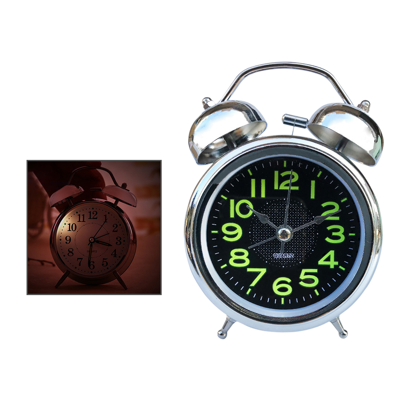 Analog Alarm Clock Vintage Retro Classic Night Light Extra Loud