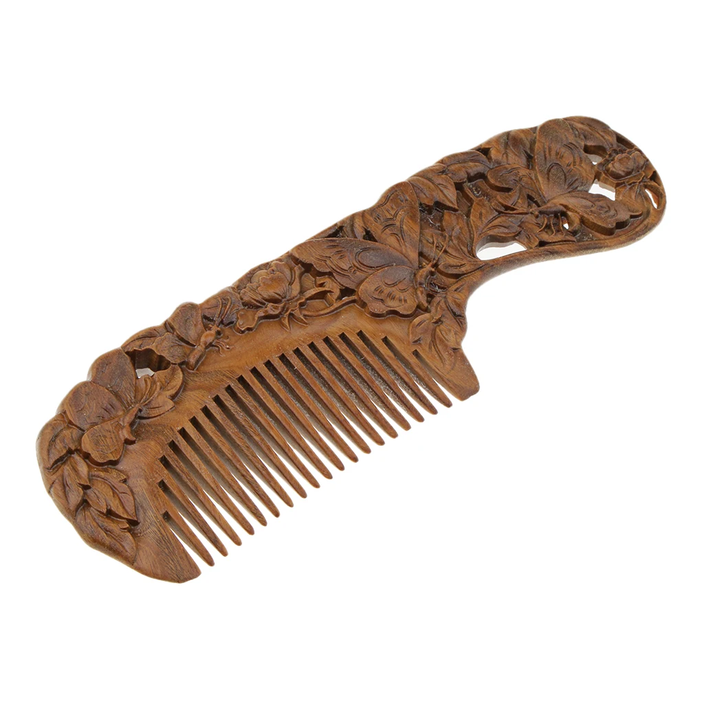 Antique Wide Tooth Anti-static Sandalwood Scalp Massage Wooden Hair Comb