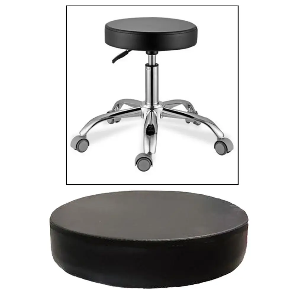 Standard PU Leather Bar Stool Replacement Cushion Round Standard Chair Seat, Black