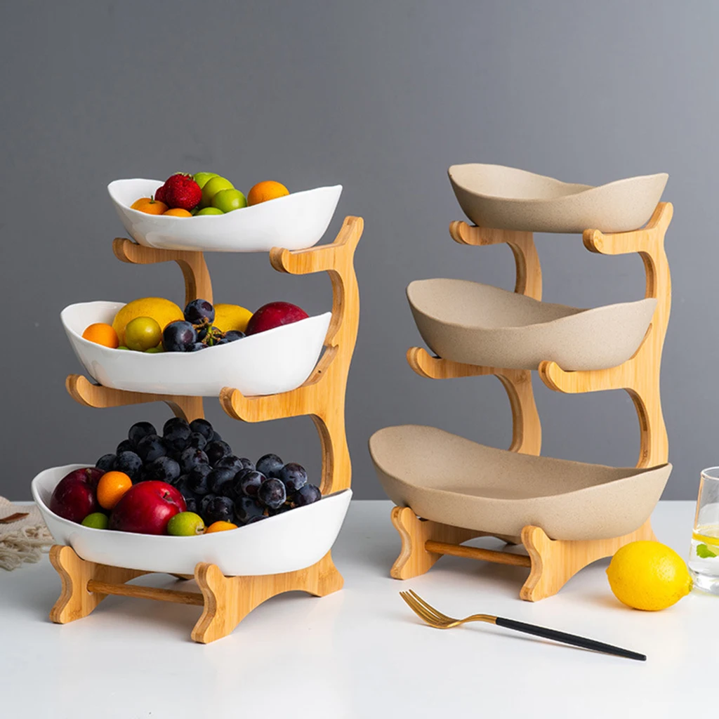 3 Tiers Fruit Basket Snack Cookies Serving Bowls Dish Kitchen Food Organizer