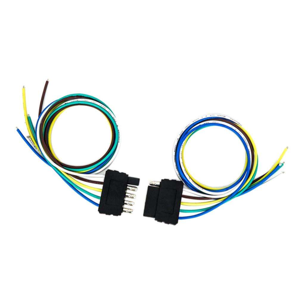 5Pin Flat Trailer Cable Set Trailer Light Plug 4*18 AWG Wire Harness Connector For Caravan Auto Adapters Sockets  5x18AWG