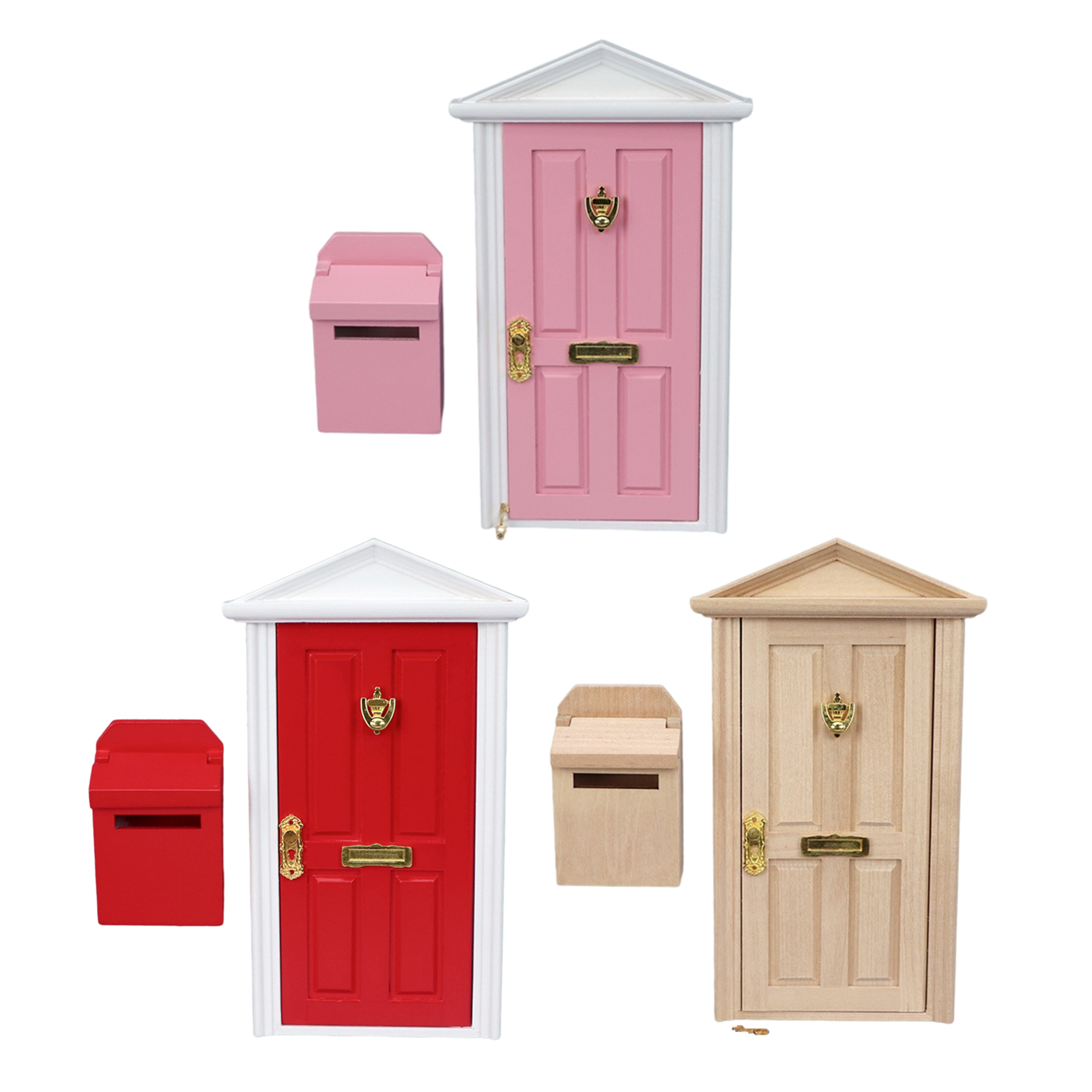 Wooden 1/12 Dollhouse Miniature Door with Hardware Furniture Doll Decoration Kids Toys