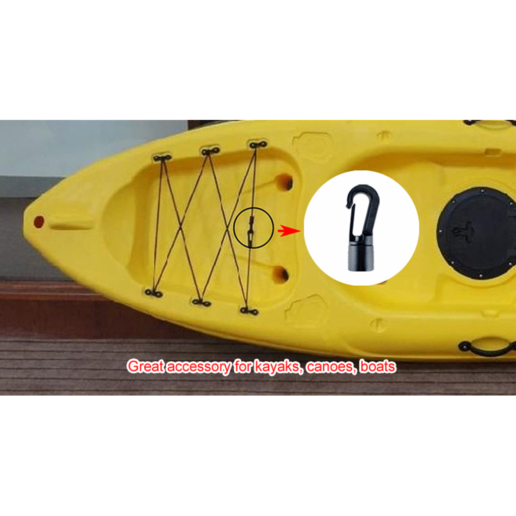 1 Pack Plastic Bungee Shock Cord Hook End for Camping Exercise Boat Kayak Canoe