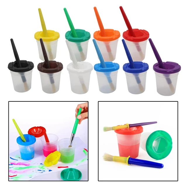 26 Pcs Paint Cups with Lids No Spill Paint Cups with Paint Brushes and  Paint Tray Palettes Cups for Watercolor Acrylic Art Class - AliExpress