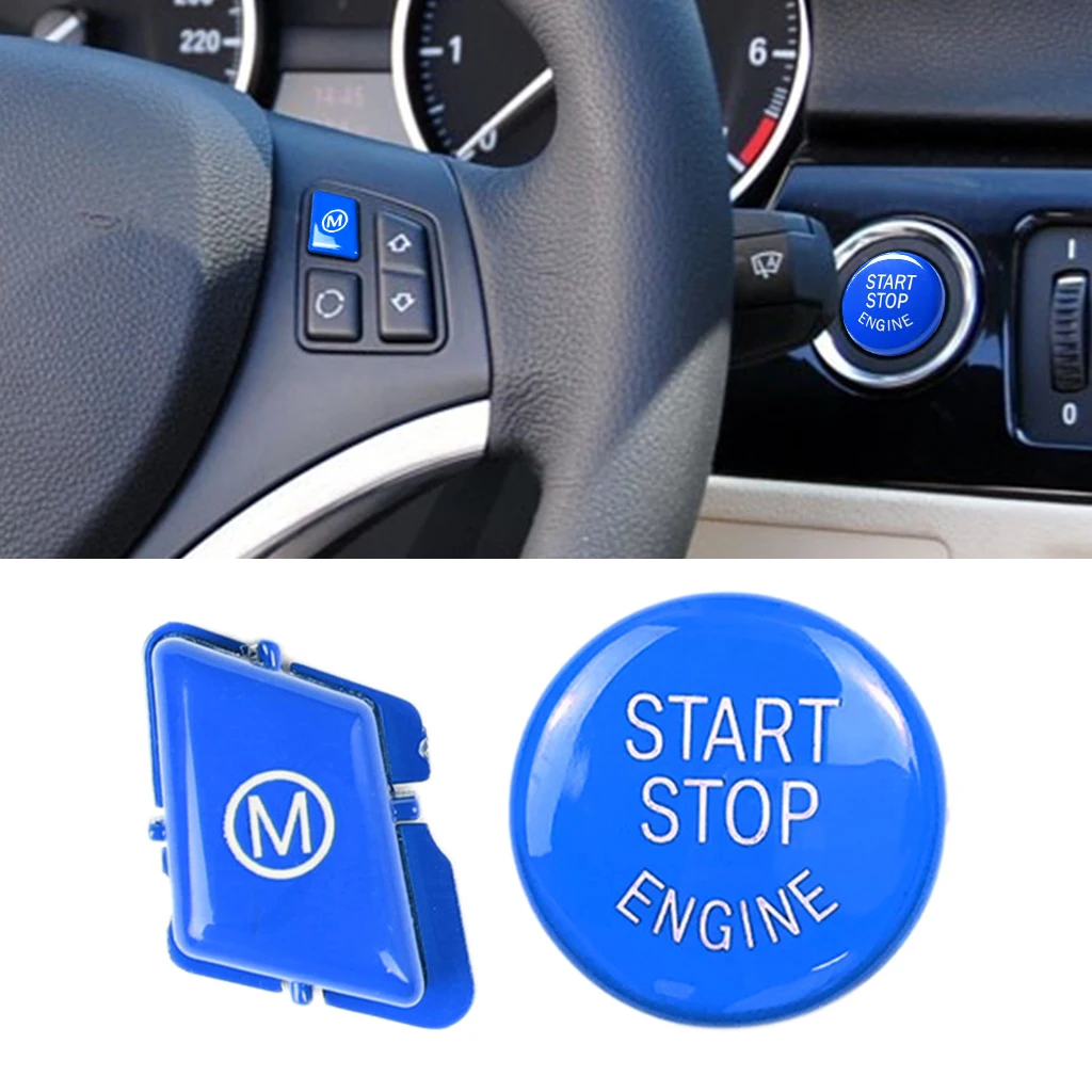 Baoblaze ABS Plastic Engine Start Stop Button Trim Decoration for BMW E Chassis Easy Installation Blue 