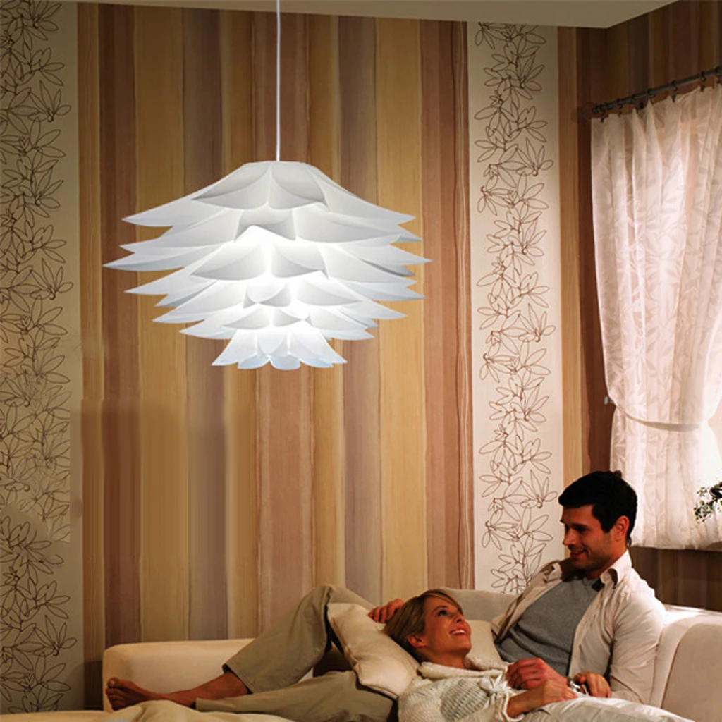 Modern White PP Lampshade Ceiling Chandelier Pendant Light, for Modern Loft Bar Cafe Living Room, E27