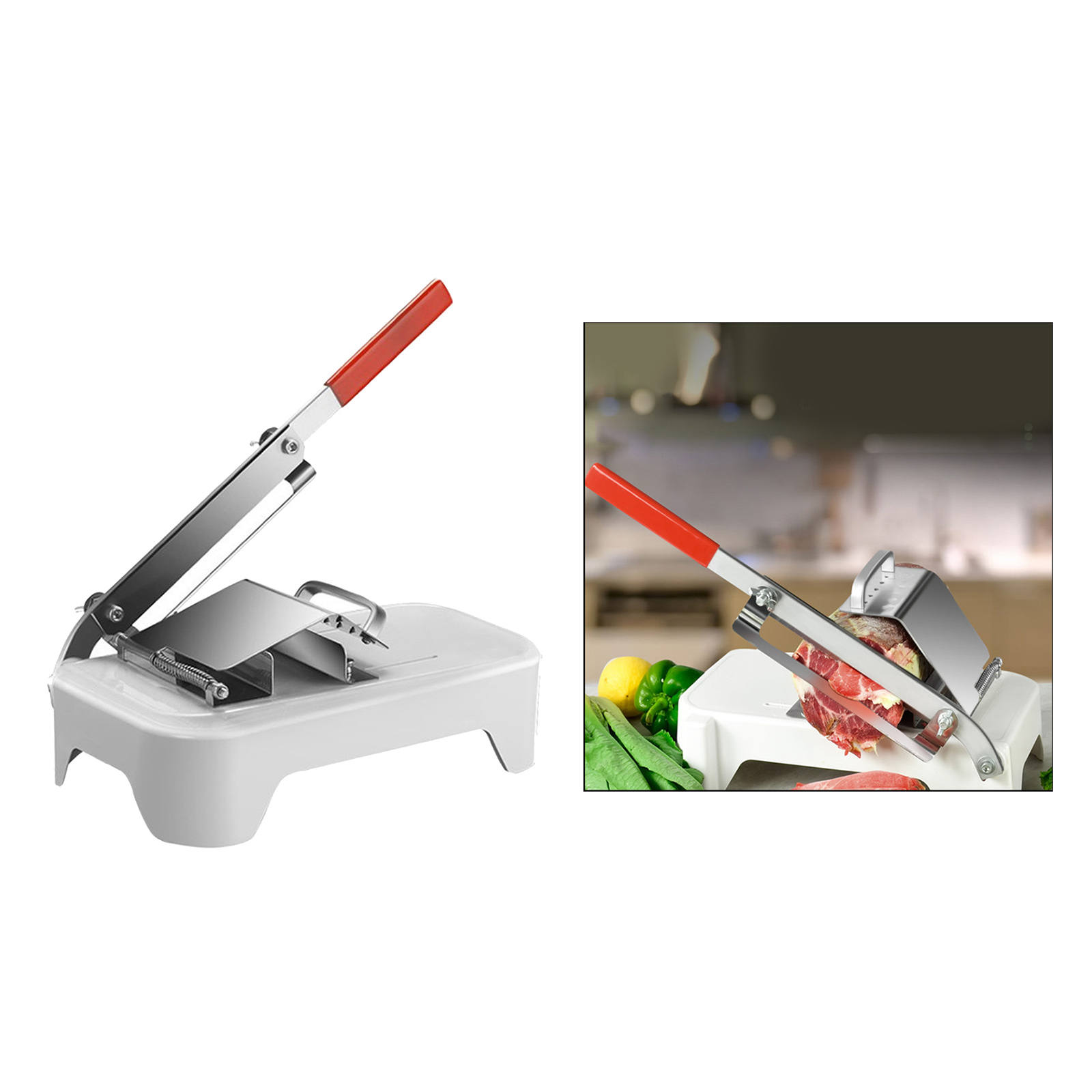 Manual Frozen Meat Slicer Cutter Hand Cutting Machine Roller for Vegetable Hotpot Shabu Adjustable Thickness