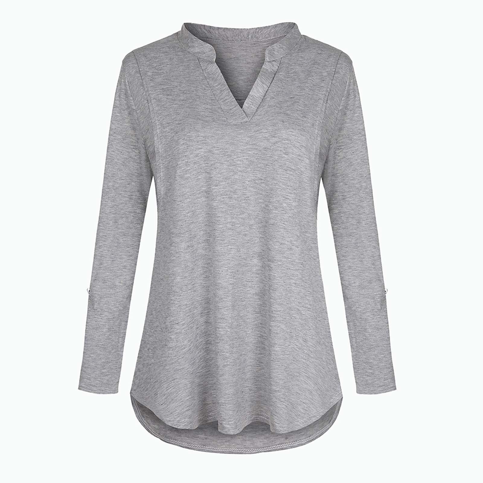 Camisa de Maternidade Roupa de Cor Sólida com Mangas Camiseta para Mulher Nova Compridas Grávida Roupa Amamentadora 23 Cheap Blusas & Camisas