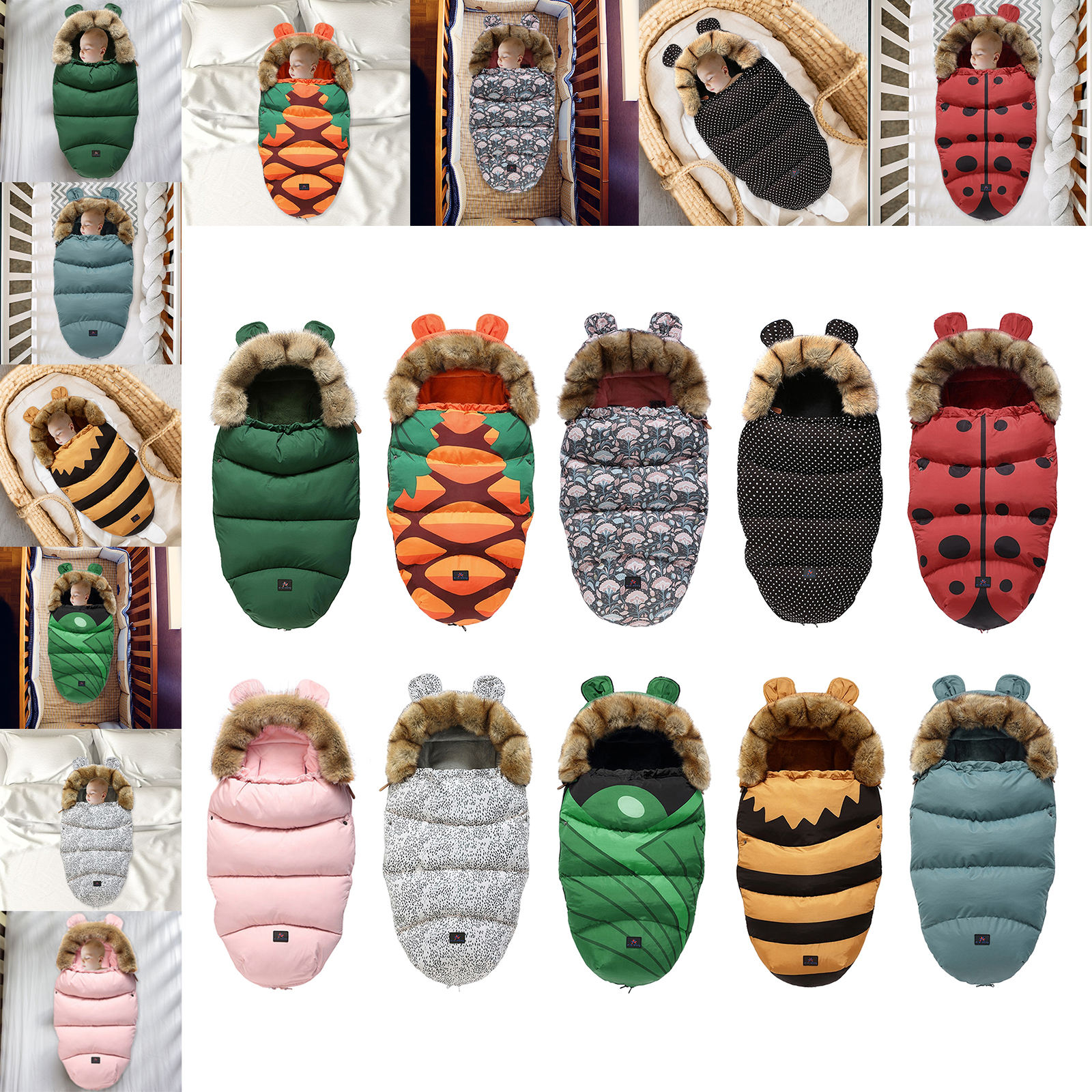 Winter Baby Sleeping Bag Two-Way Zipper Comfortable Breathable Warm Stroller Sleeping Bag Footmuff Sleepsack for Pram Stroller