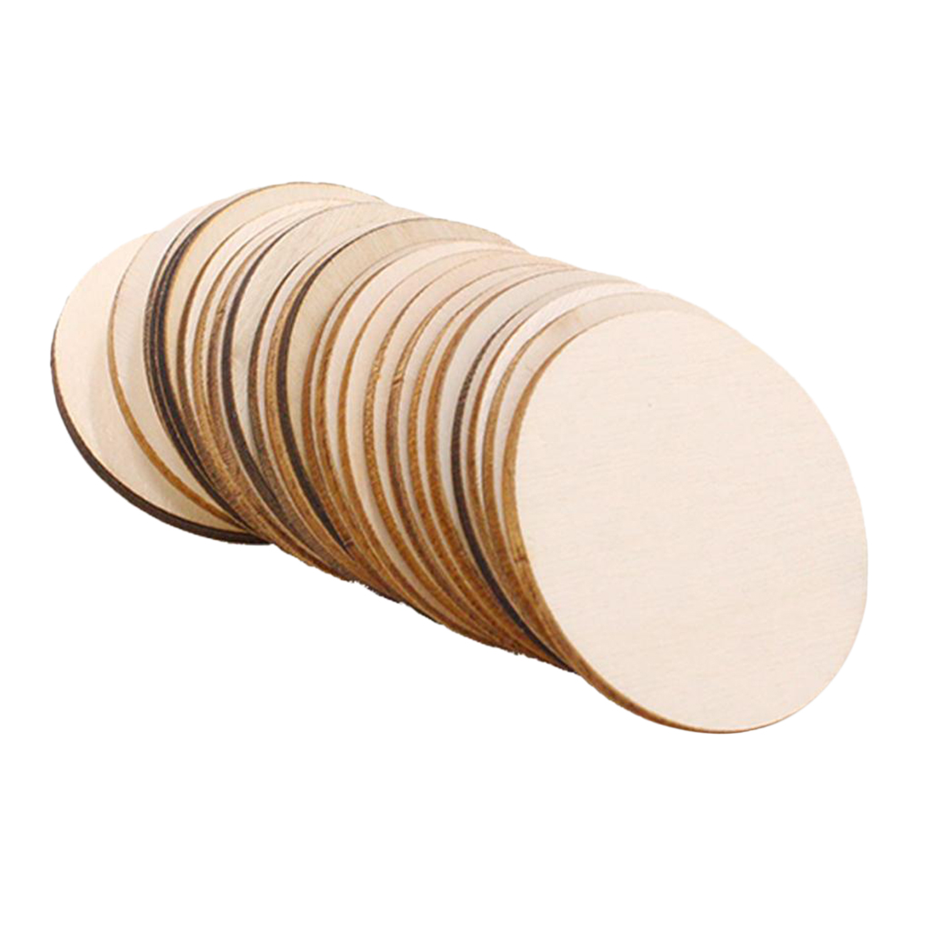 25X Round Wooden Pieces Wooden Ornament, Unfinished Wooden Pieces Wood Log Slices for House, Garden, Home DIY Art Craft