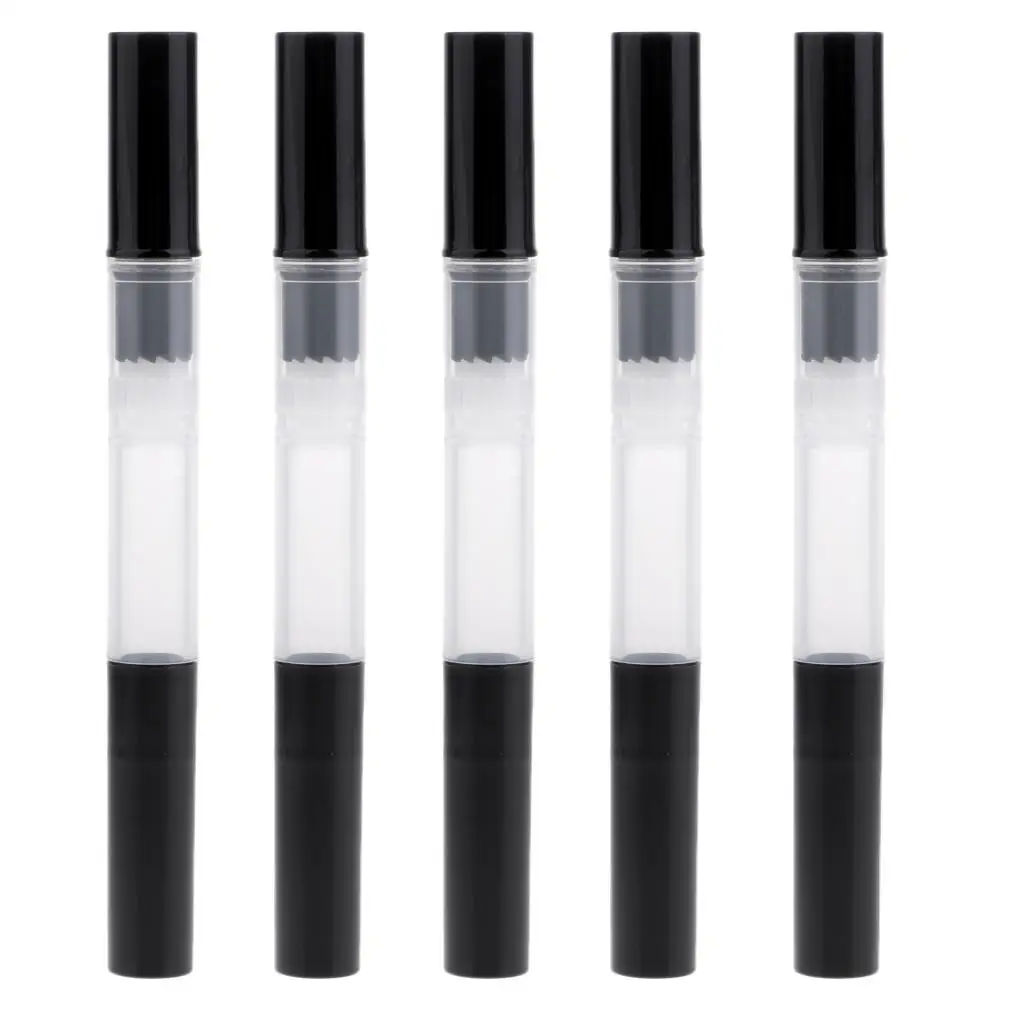 5Pcs/Kit Portable Travel Eyelash Lip Gloss Tube Nail Polish Cuticle Oil Teeth Whitening Twist Pen with Brush 3ml