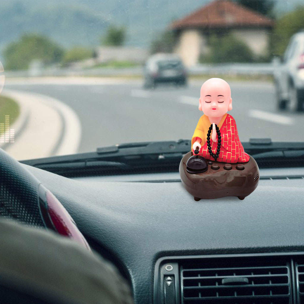 Resin Shaking Head Monk Desk Decoration Home Decor Kids Gift USB Powered Desktop Decor Home Office Desk Car Ornament