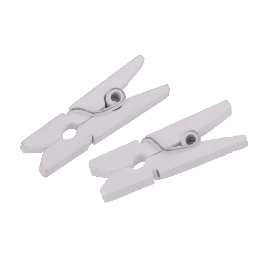 100pcs Wholesale 25mm Mini White Wooden Clips Wood Pegs For Photo Clips Clothespin Craft Wedding Decoration Clips Pegs
