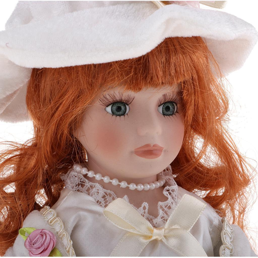 12 Inch Victorian Porcelain Doll with Standing Little Girls Characters