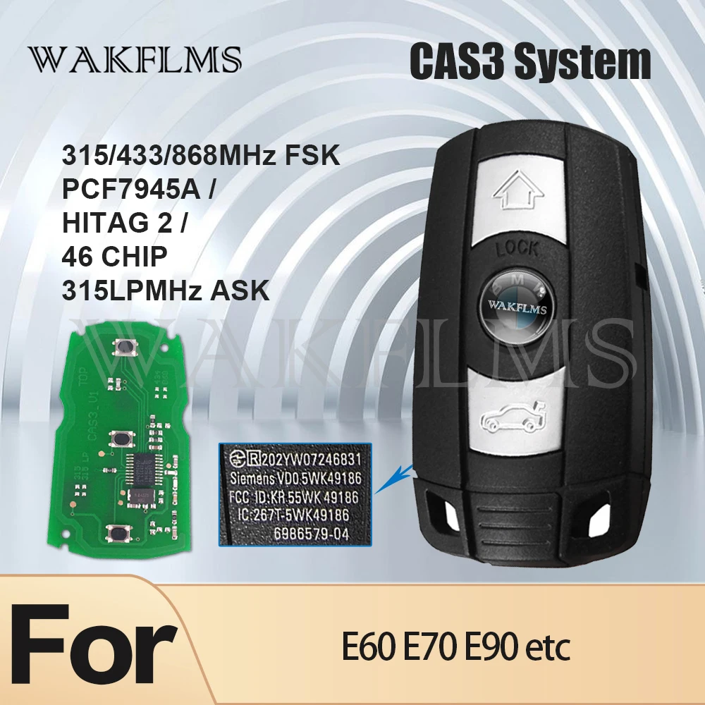 CAS3 CAS3+ For BMW 1 3 5 Series X5 X6 Z4 E81 E82 E83 E87 E90 E91 E60 E61 E70 E71 E72 E87 E88 E92 E93 E63 E64 E89 Smart Car Key