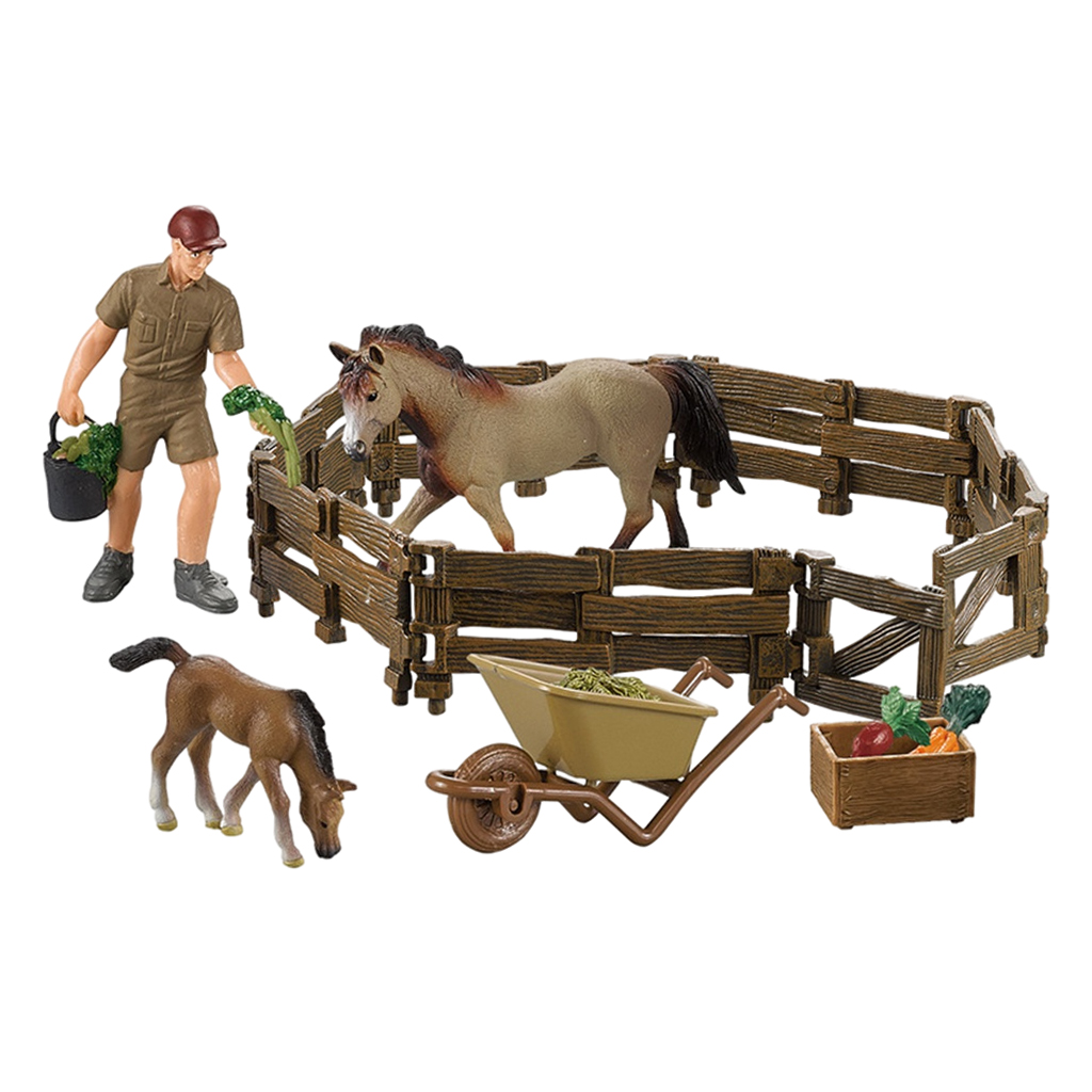 Horse Figure Set Farm Scene for Kids Horse Playset Model Gift for Kids