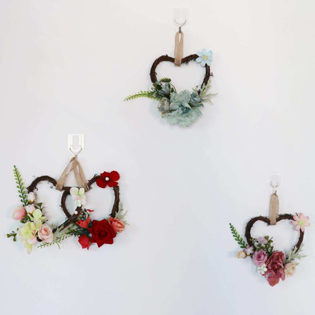 Shabby Chic Heart Rattan Artificial Simulation Rose Flower Home Door Lintel Chair Wall Decoration Wedding Party Supplier
