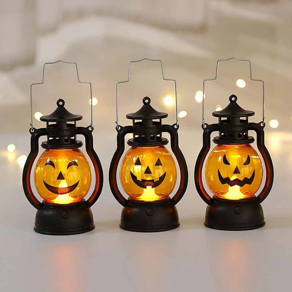 Halloween Pumpkin Skull Lamp Small Oil Lamp Halloween Party Home Outdoor Yard Decorations